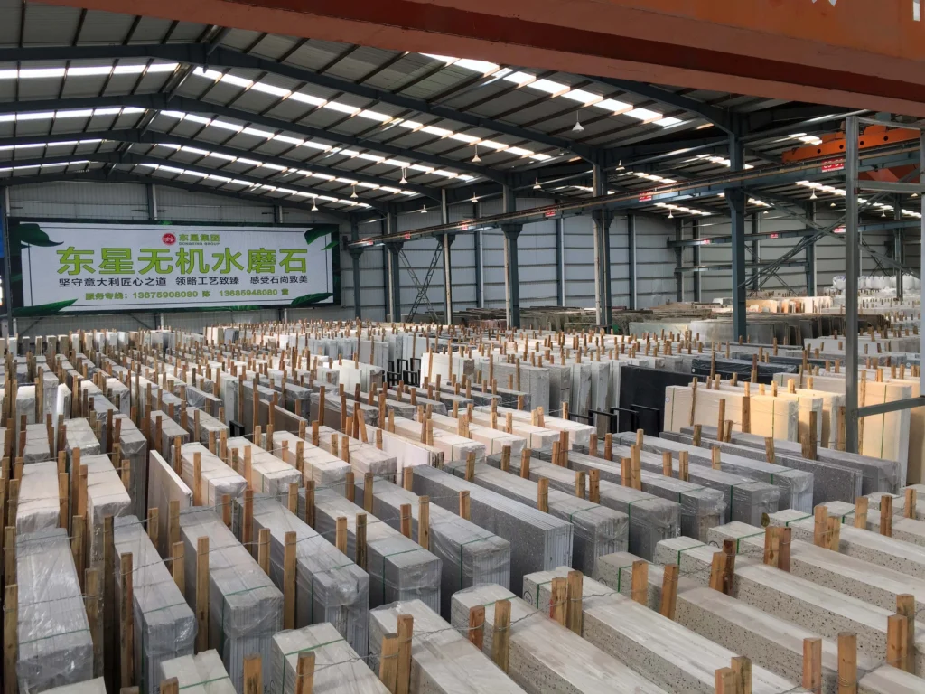 Dongxing Group stone warehouse with terrazzo, marble, granite slabs